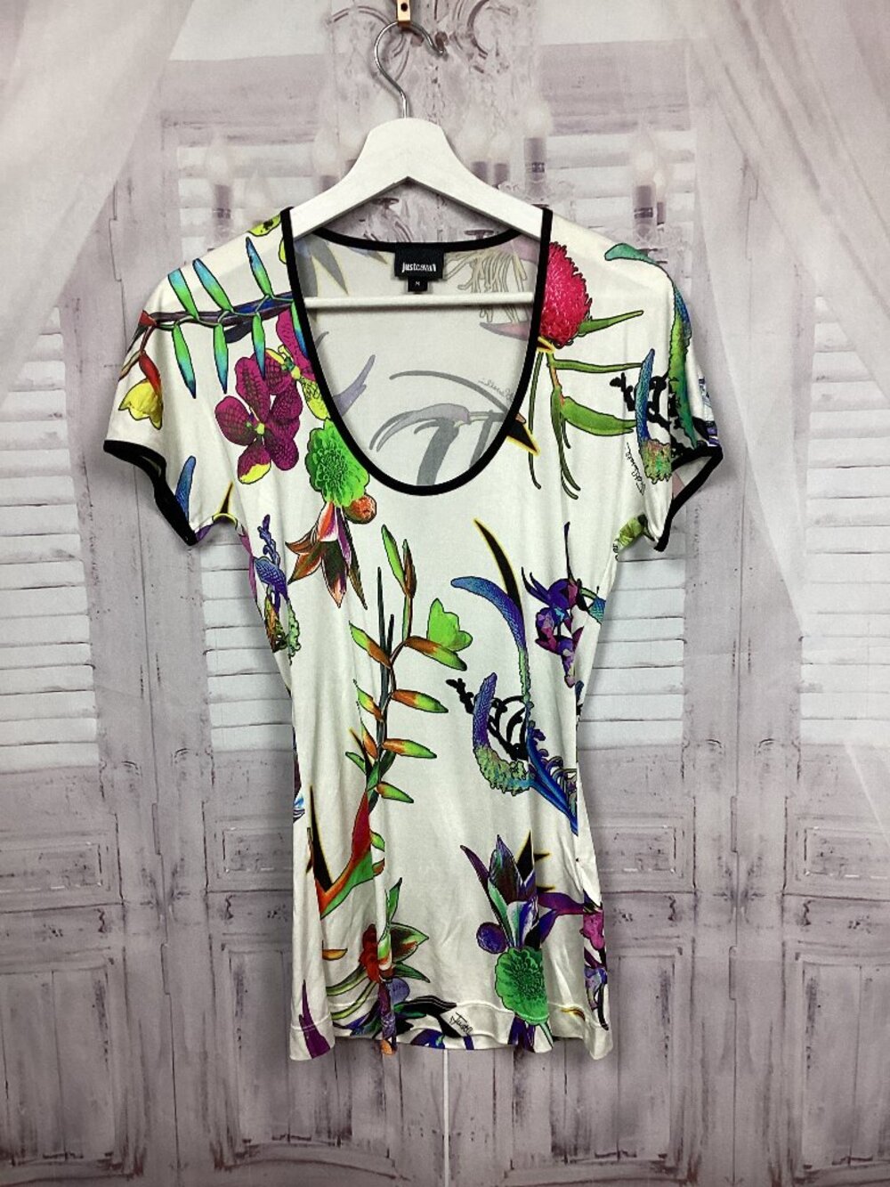 Just Cavalli Tropical Floral Mini Dress Tunic M